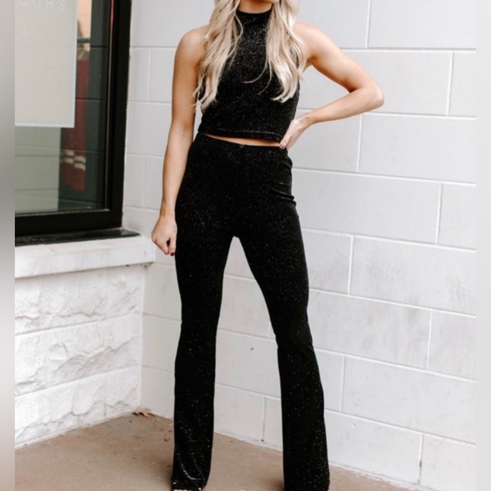 NWT Kittenish Velvet sparkle jumpsuit set size L
